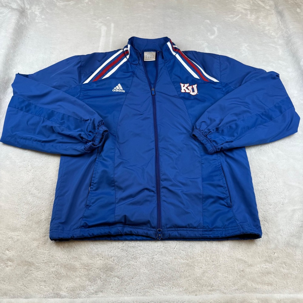 Adidas‎ KU Jayhawks Royal Blue Track Jacket Mens S Full Zip Athletic Sportswear